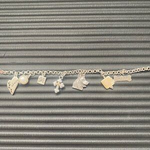 Vintage Sterling Silver Dog Love charm bracelet